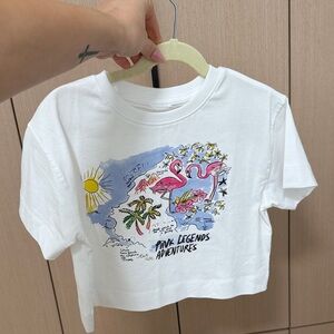 Zara White Tropical Flamingo Kids Tee